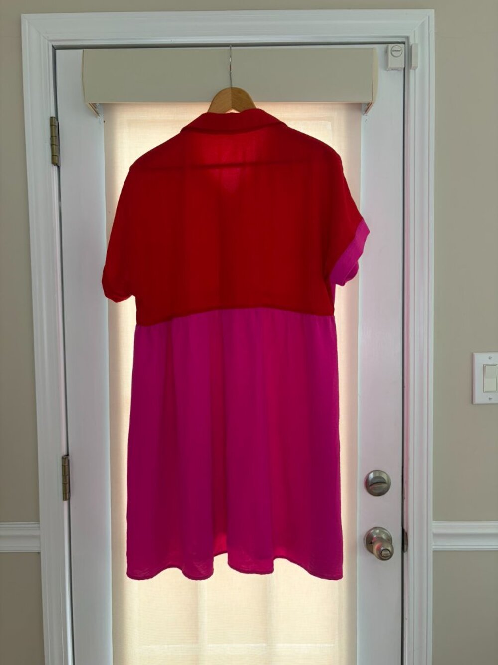 ColorBlock Button Front Babydoll Dress - Picture 3 of 4